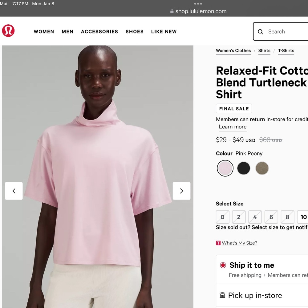 Lululemon Relaxed Fit Turtleneck (size 10) NWT